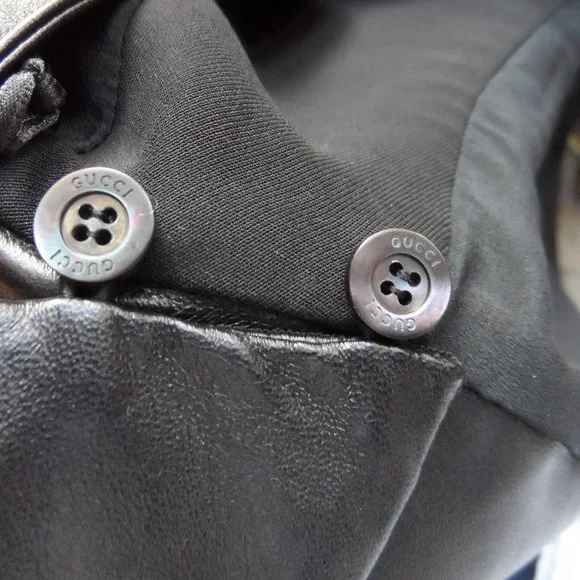 Gucci Black 100% Silk Dress with Lamb Leather Trim Size IT 42 - US 6 - Picture 13 of 16